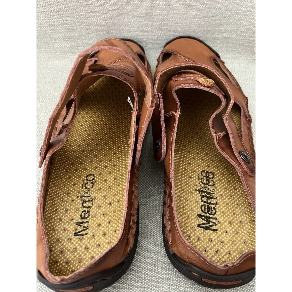 Mens Sz 47 US 13.5 - 14 Leather Sandals Rubber Soles Summer Casual Italy Menico